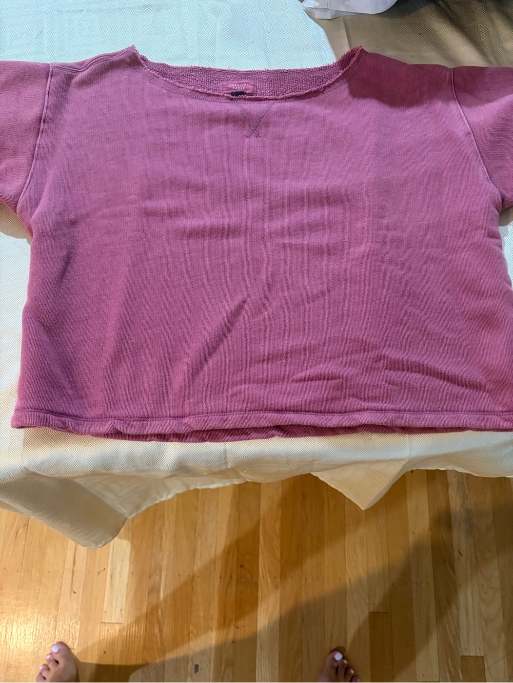 Kids Cropped Short-Sleeve Sweatshirt - Rose Pink